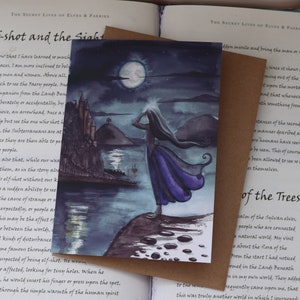 Smugglers Cove, Greetings Card, Moonlight, Sea, Gothic, Whitby, Moon, Mystical, Full Moon, Faerie art, Fairy art