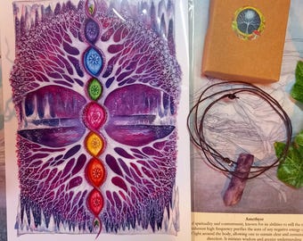 The Crystal Tree Print and Amethyst Pendant Gift Set ~ Peace and Protection