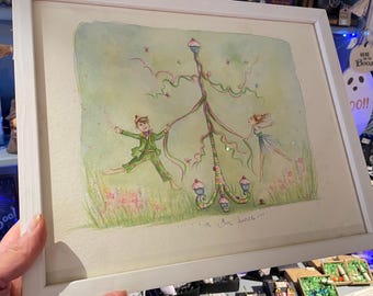 A bun dance! Original Watercolour Framed