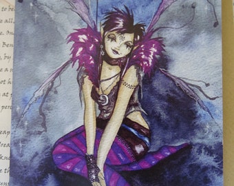 Fairy Art Card, Roxy Purpletoes, Art Card, Faerie art, Fairy art, Faery, Purple Fairy, Blue, Pink, Pretty Fairy, Paint the town Purple