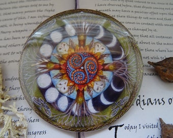 Wood Wide Web Mandala Pocket Mirror