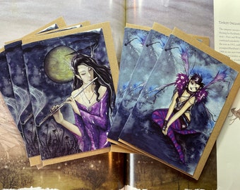 Notelet Card Pack, Enchanted Night and Roxy Purpletoes