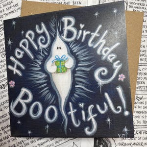 Alles Gute zum Geburtstag Geist Grußkarte, Happy Birthday Bootiful! Süßer Geist, Grußbild, quadratische Karte