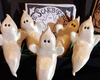 Handmade Ghost, The Scarborough Ghost ~ Handmade One of a Kind Ghost - Original White, Black Onyx Gemstone