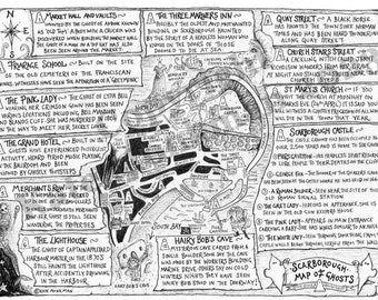 Scarborough Map of Ghosts ~ A3 Poster Print