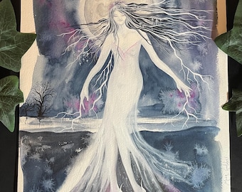 Moon Goddess Original watercolour painting