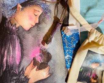 Limited Edition Maple and the Crystal Cavern Mycelie Crystal Pendant Package with Signed Storybook