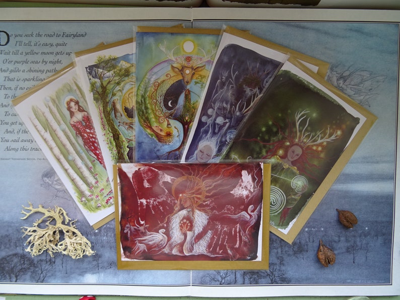 Celtic Goddess, Value Card Pack, Pack of 6, Goddess, Pagan, Elen of the Ways, Cerridwen, Arianrhod, Spiritual Art Cards, Celtic Shaman image 10