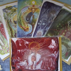 Celtic Goddess, Value Card Pack, Pack of 6, Goddess, Pagan, Elen of the Ways, Cerridwen, Arianrhod, Spiritual Art Cards, Celtic Shaman image 2