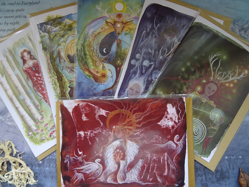 Celtic Goddess, Value Card Pack, Pack of 6, Goddess, Pagan, Elen of the Ways, Cerridwen, Arianrhod, Spiritual Art Cards, Celtic Shaman image 2