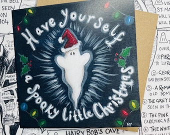 Have Yourself a Spooky Little Christmas Ghost Christmas Card: Recycled Card & Envelope