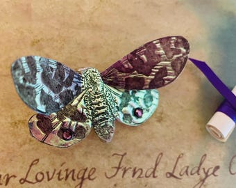 Shimmering Moth Brooch ~ Iridescent