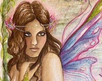 Rainforest Fairy ~ Original watercolour painting