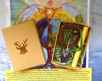 Deer Medicine Pendant & Art Print Gift Set