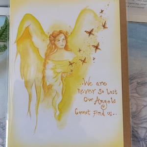 Angel Blessings, Greetings Card, Angel Card, Angel Quote, Comforting Words, Inspirational Quote, Spiritual Card, Butterflies image 1