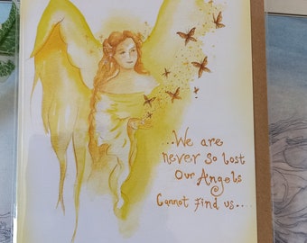 Angel Blessings, Greetings Card, Angel Card, Angel Quote, Comforting Words, Inspirational Quote, Spiritual Card, Butterflies