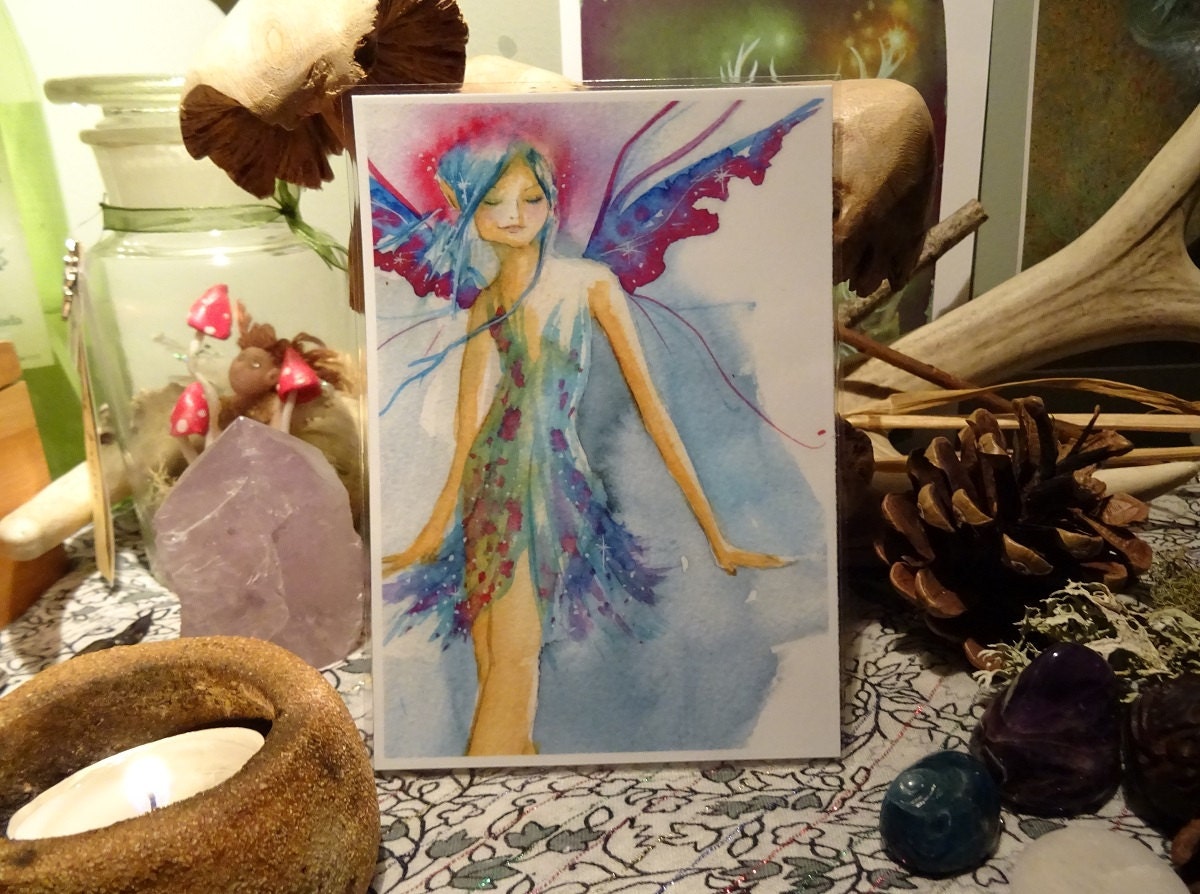 Blue Faerie Mini Laminated Art Print