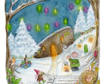 Square Art Print: Merry Christmas Hairy Bob!