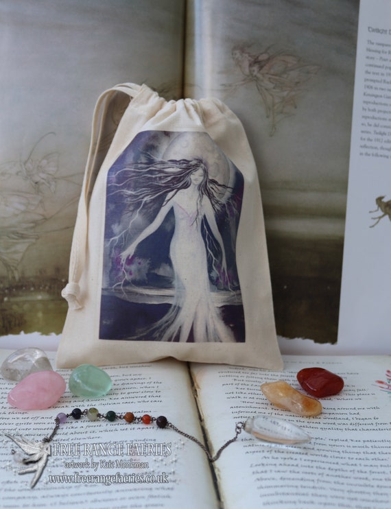 Moon Goddess Tarot Card Bag: Cotton Oracle Pouch, Crystal Bag