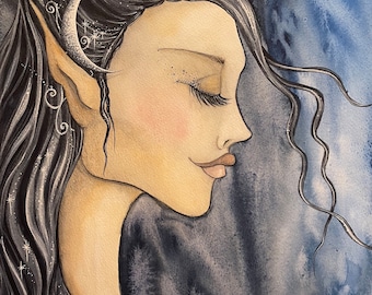 Queen of the Night Sky ~ Original watercolour painting