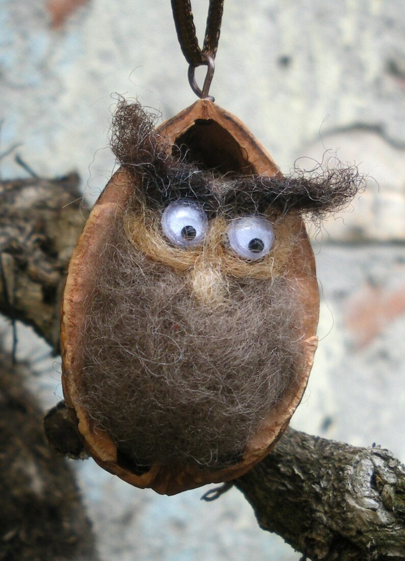 Walnut Shell Owl Pendant