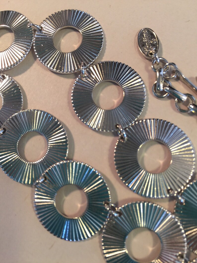 Vtg 70/'s Bib Statement Silver Circles Vendome Necklace