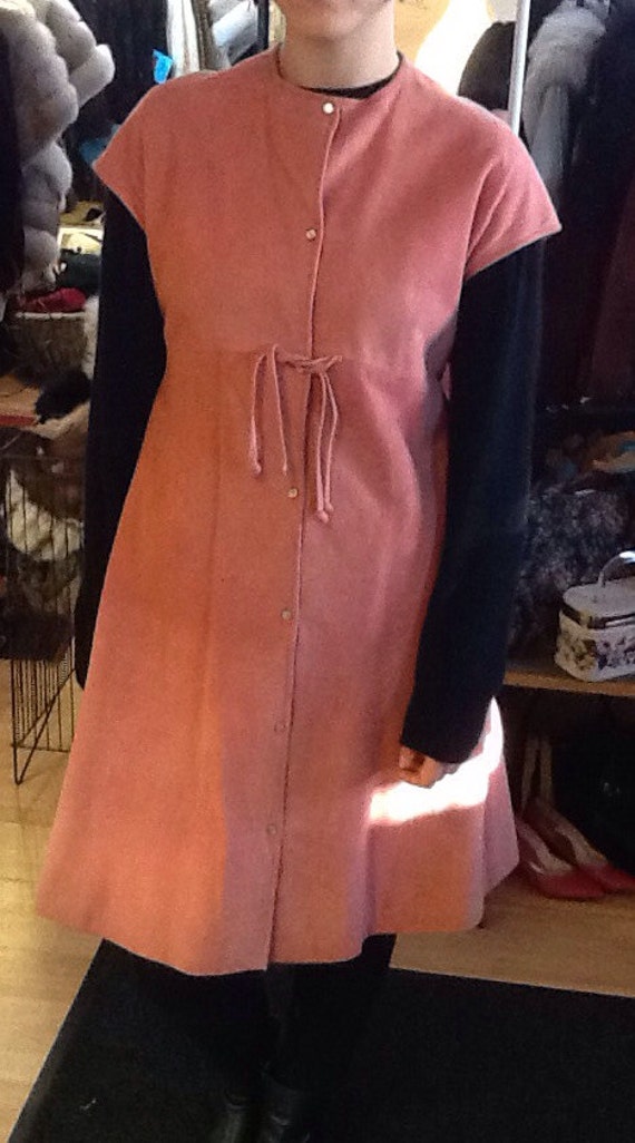 SILS by Bonnie Cashin Pink Suede Jumper Dress