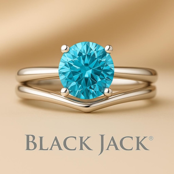 Blue Lab Grown Diamond Ring Set: Pet Memorial Ashes Jewelry