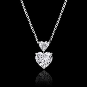Colgante conmemorativo de doble corazón con diamantes de 1,25 quilates en oro blanco de 14 quilates, Black Jack