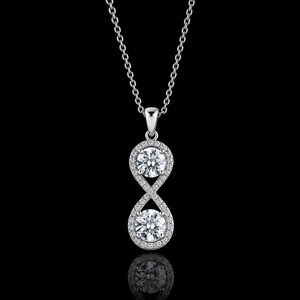 Colgante conmemorativo infinito de diamantes de 1,10 quilates en oro blanco de 14 quilates, Black Jack