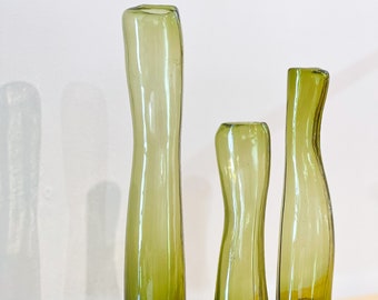 Emerald Abstract Bud Vases