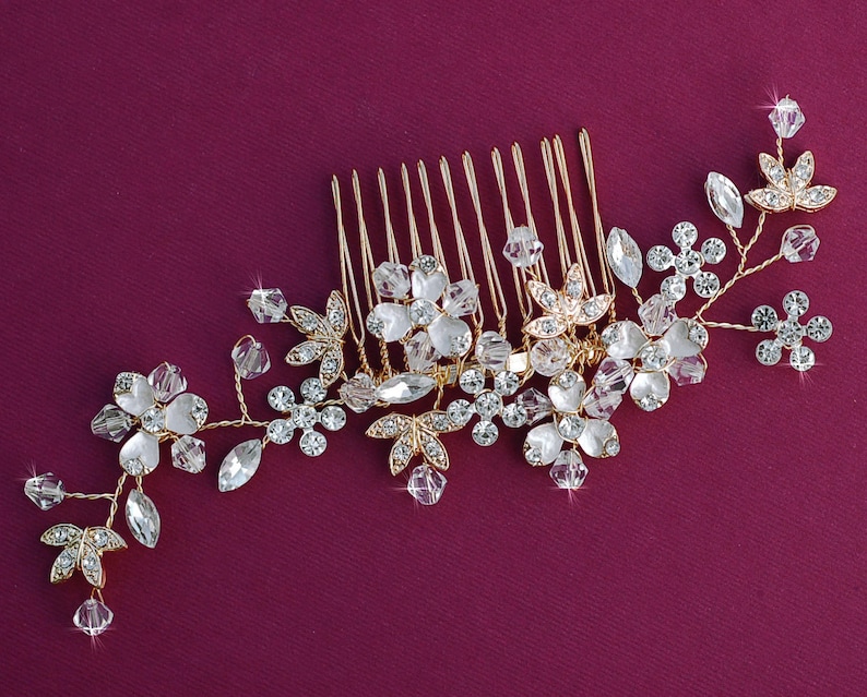 SILVER or GOLD Crystal Bridal Comb Hair Accessories Accessory Wedding Hair Piece Jewelry Prom Party Hairpiece Barrette Clip Birdcage Veil