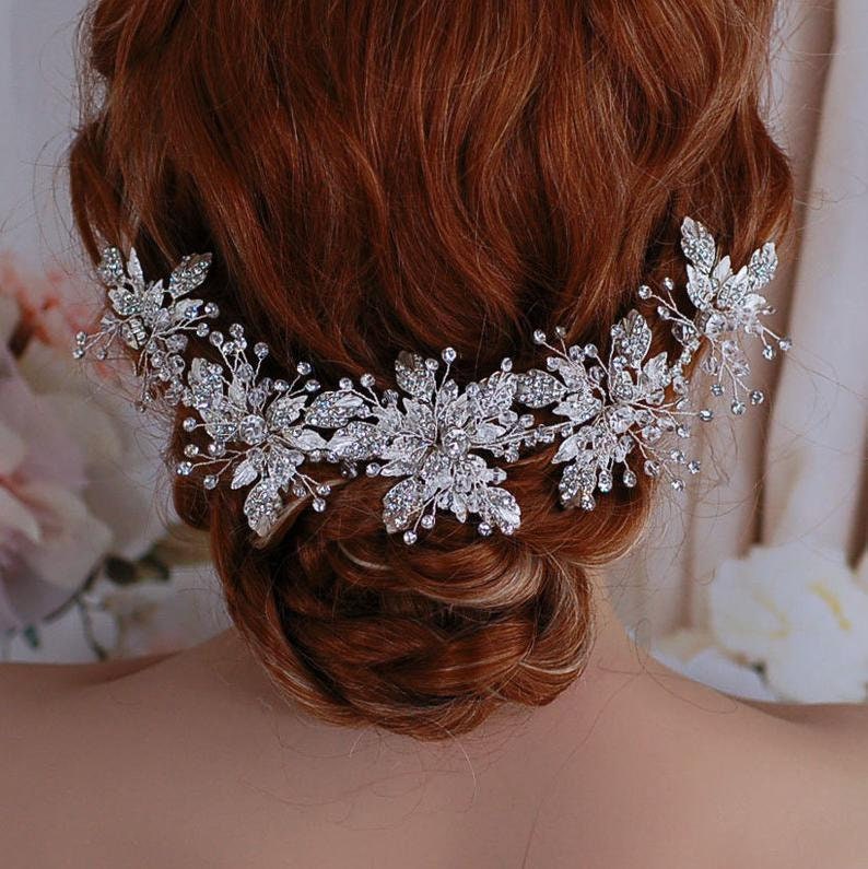 Wedding Hair Wreath Bridal Headpiece Headband Jewelry Crystal Bride Head Piece Band Hairpiece Weddings Party Bride Pageant Brides Accessory image 2