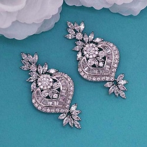 ROSE GOLD Bridal Earrings CZ Party Swarovski Crystal Wedding Bride Jewelry Weddings Prom Gift Brides Zircon Brides Accessory 011