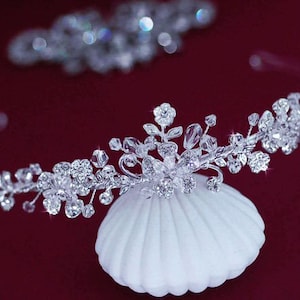 Bridal Headband, Headpiece, Matching Necklace Earrings Set, Crystal Accessories, Weddings, Wedding Jewelry, Hairpiece Floral Hair Head Piece
