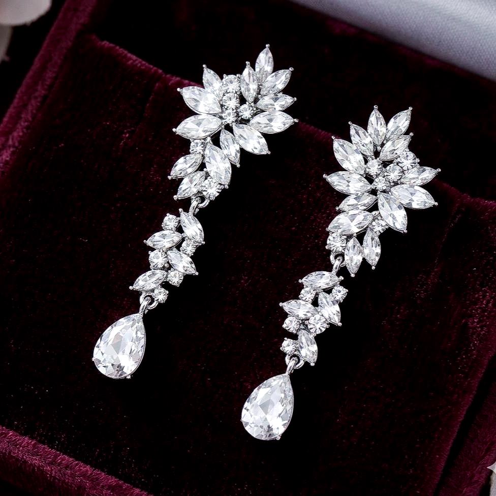 Silver Bridal Chandelier Earrings