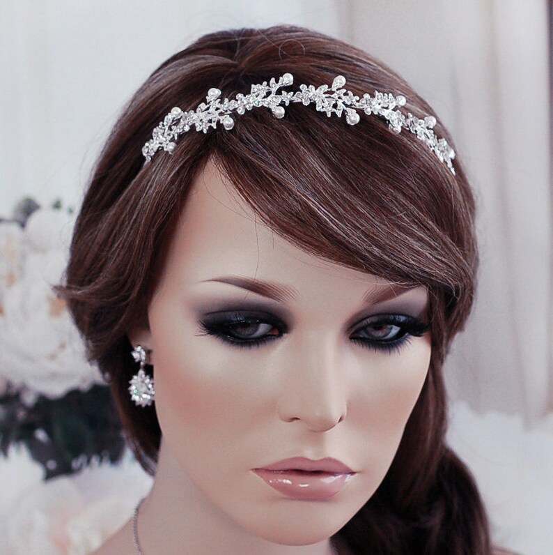 Floral Bridal Headband Crystal Wreath Headpiece Wedding Hair Accessory Party Jewelry Bride Accessories Weddings Head Piece Band Hairpiece
