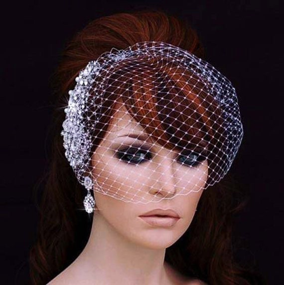 Birdcage Veil & Hair Comb Bridal Bird Cage Blusher Wedding  display picture 2