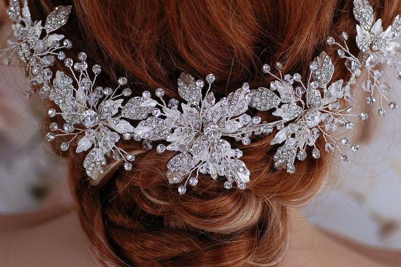 Wedding Hair Wreath Bridal Headpiece Headband Jewelry Crystal Bride Head Piece Band Hairpiece Weddings Party Bride Pageant Brides Accessory image 5