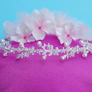 Floral Bridal Headband Crystal Pearl Headpiece Wedding Hair Accessory Party Jewelry Bride Accessories Weddings Head Piece Band Hairpiece