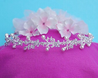 Floral Bridal Headband Crystal Pearl Headpiece Wedding Hair Accessory Party Jewelry Bride Accessories Weddings Head Piece Band Hairpiece