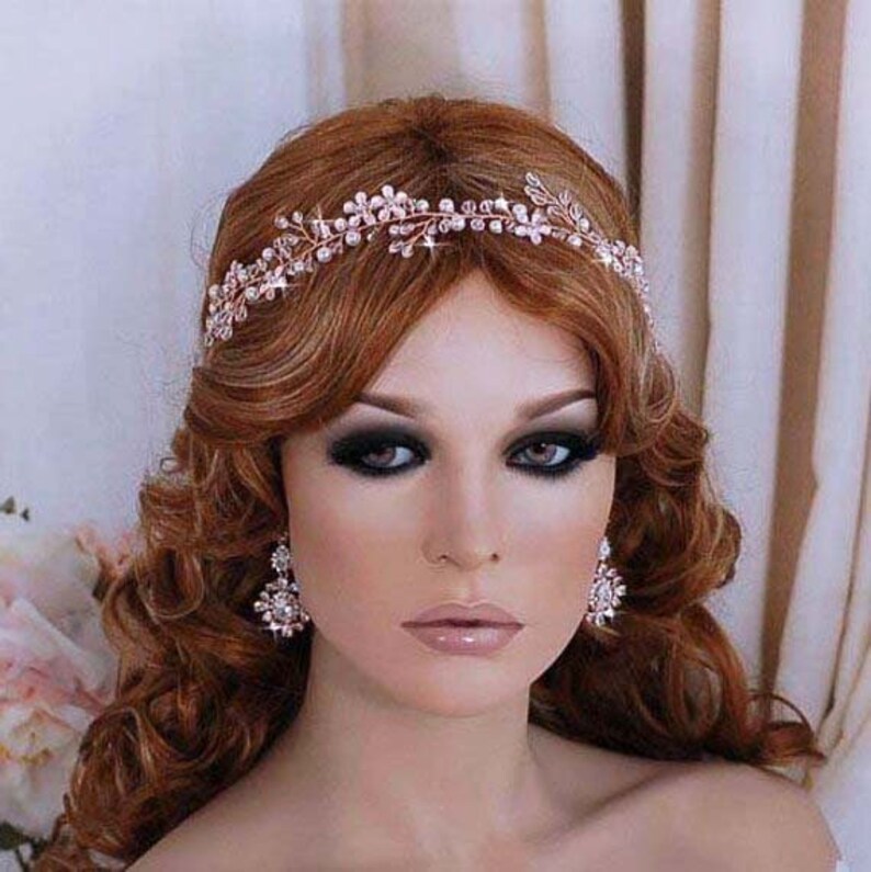 Bridal Headpiece Wreath Vine Silver or Blush Champagne Gold Bride Accessory Weddings Wedding Accessories Head Hair Piece Party Hairpiece