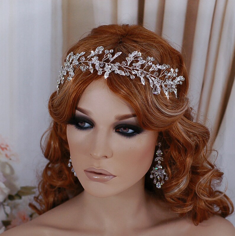 Crystal Bridal Headpiece Wreath Bride Vine Jewelry Wedding Etsy