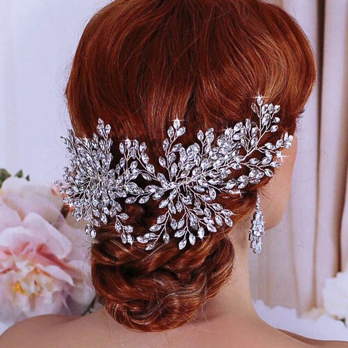 Silver Rhinestone Head Piece Bridal Hair Jewelry Etsy