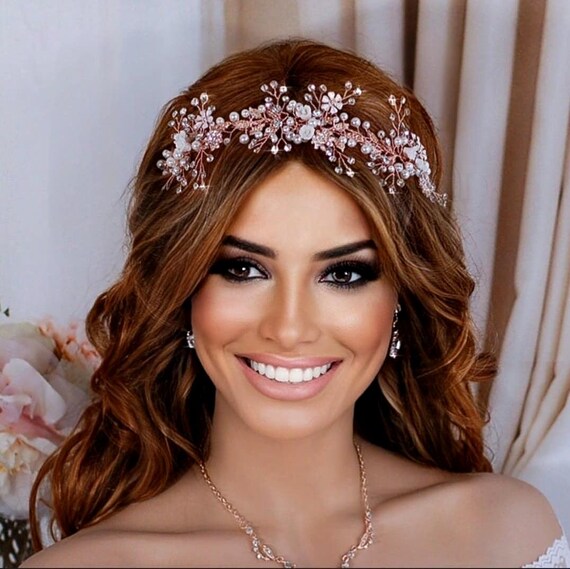 Flower Headpiece Pearl Wedding Hair Piece Bridal Headband Floral Hair Piece Gift Amazon.com : JAKAWIN Bride Flower Wedding Hair Vine Crystal  main image 3