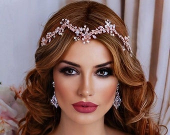 ROSE GOLD Bride Hair Vine Headpiece Bridal Wreath Head Piece Opal Weddings Brides Wedding Brides Party Floral Jewelry Accessories