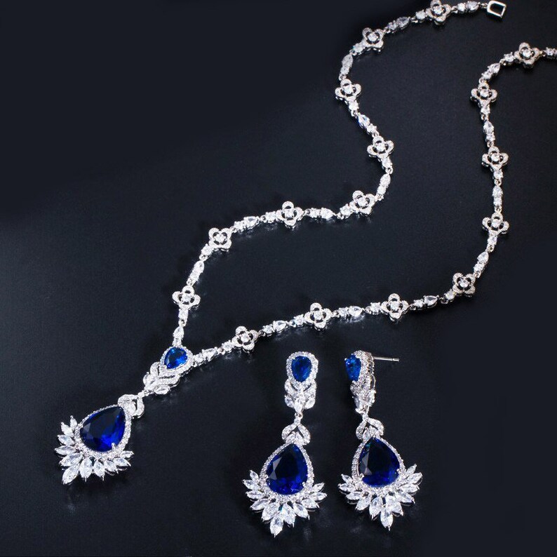 Elegant CZ Bridal Necklace & Earring Set – 2 Piece Wedding Jewelry