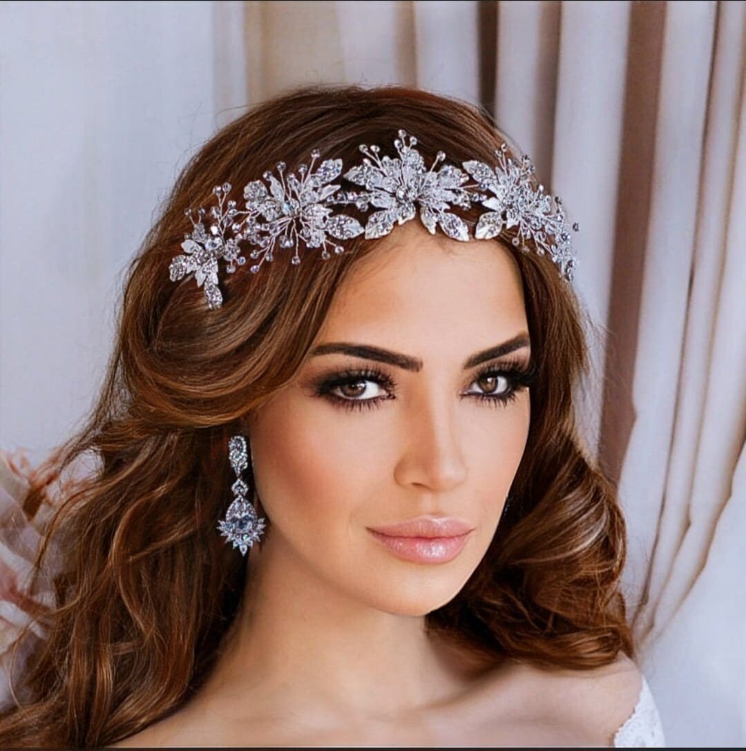 Bridal Headpiece Floral Wedding Headband Crystal Bride Hair  display picture 1