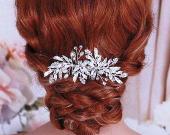 Silver Hair Comb, Crystal Hair Comb, Pearl Hair Comb, Bridal Headpiece Hairpiece Party Head Piece Accessory Weddings Wedding Bride Weddings