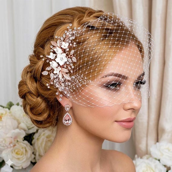 Bridal Birdcage Veil Wedding Bird Cage Veils Hair Hairpiece Floral
